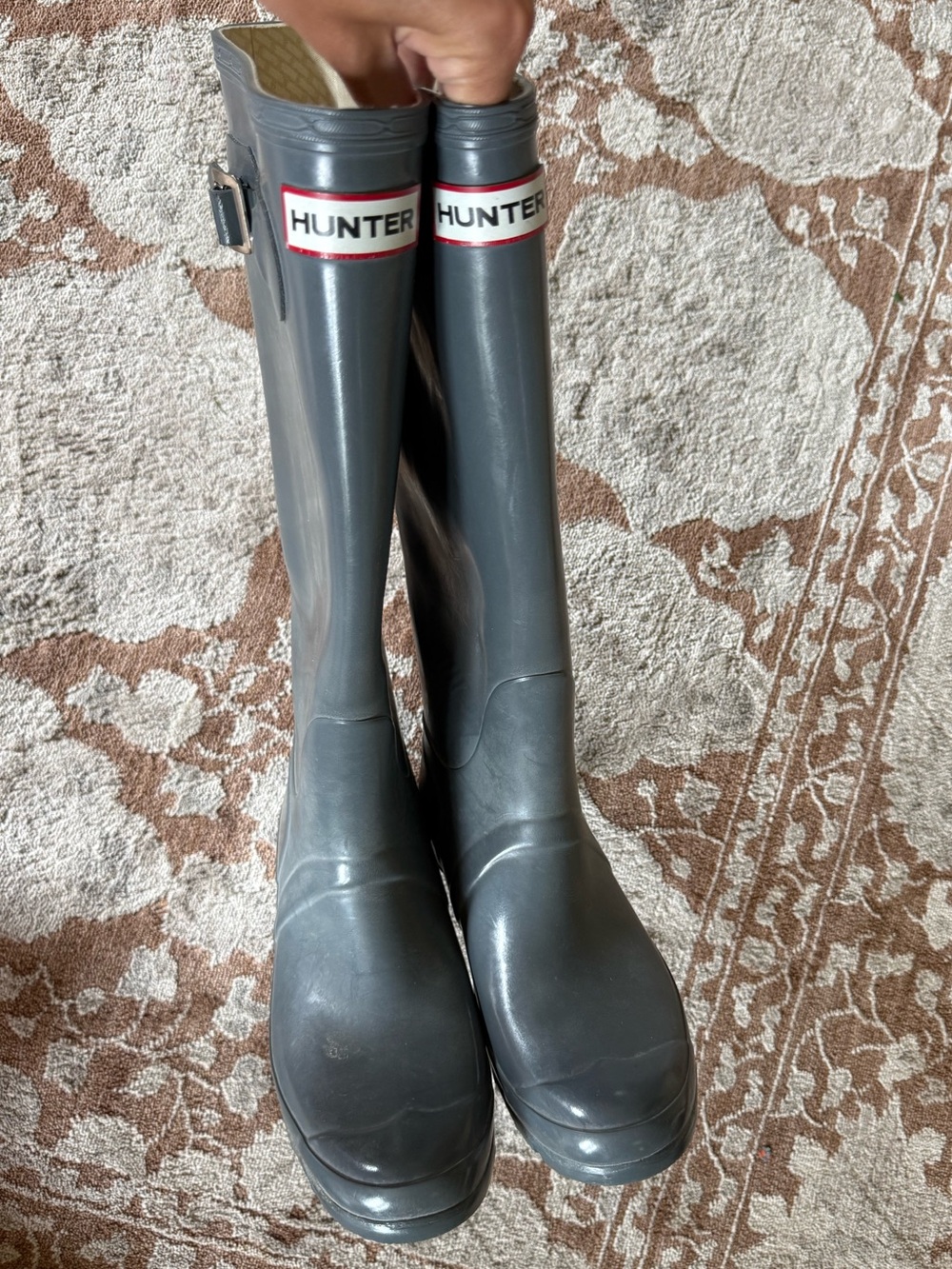 Hunter wellies knee high rain boots gray sz 9 - Picture 5 of 12